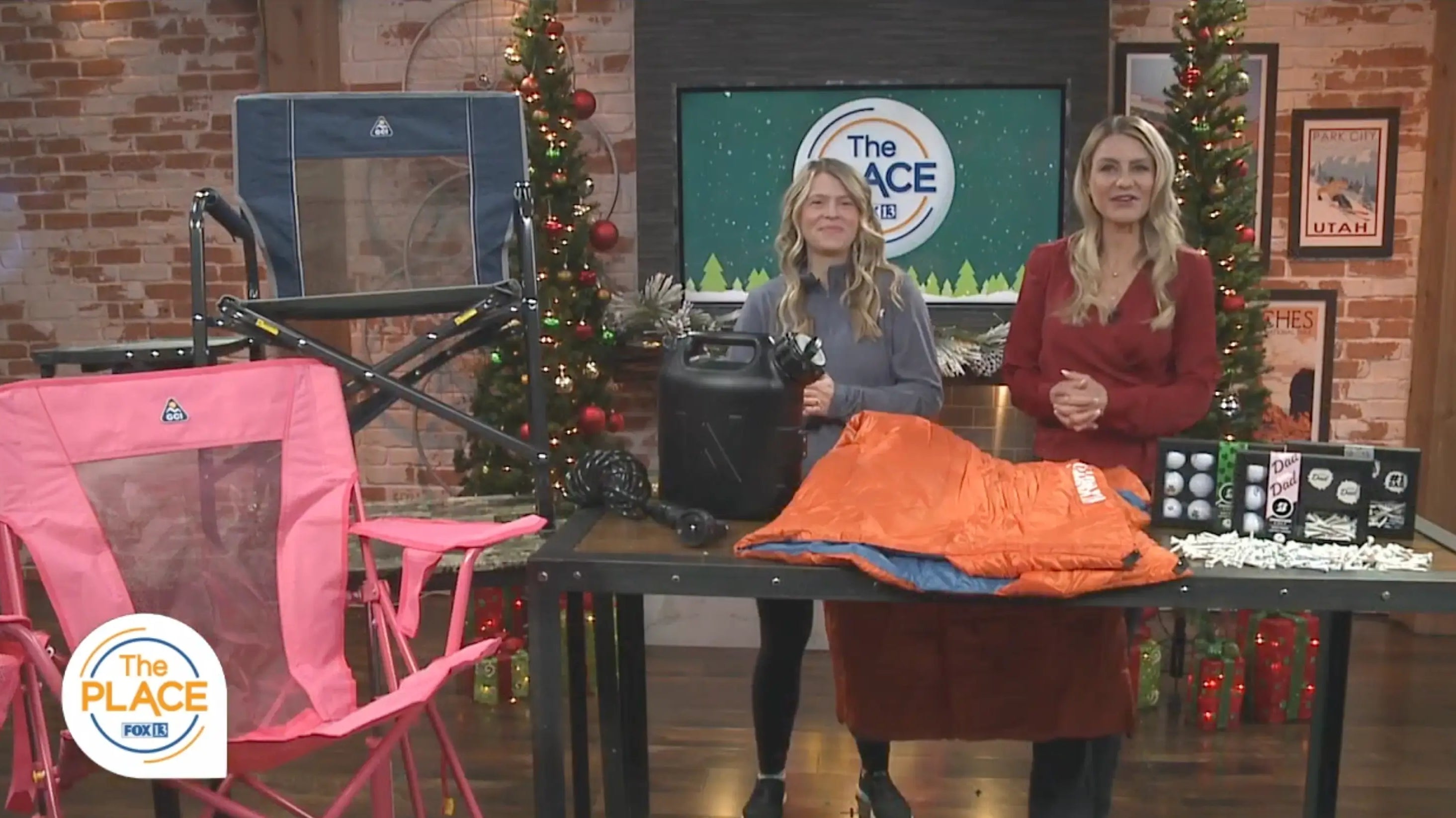 Klymit Versa Blanket and WaterPORT GoSpout featured on FOX 13's The PLACE as outdoor gift ideas