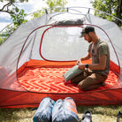 Insulated Double V Sleeping Pad, Orange, Lifestyle Pad in Tent