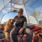 Insulated Klymaloft Sleeping Pad, Extra Large, Lifestyle Tent Camping with Dog