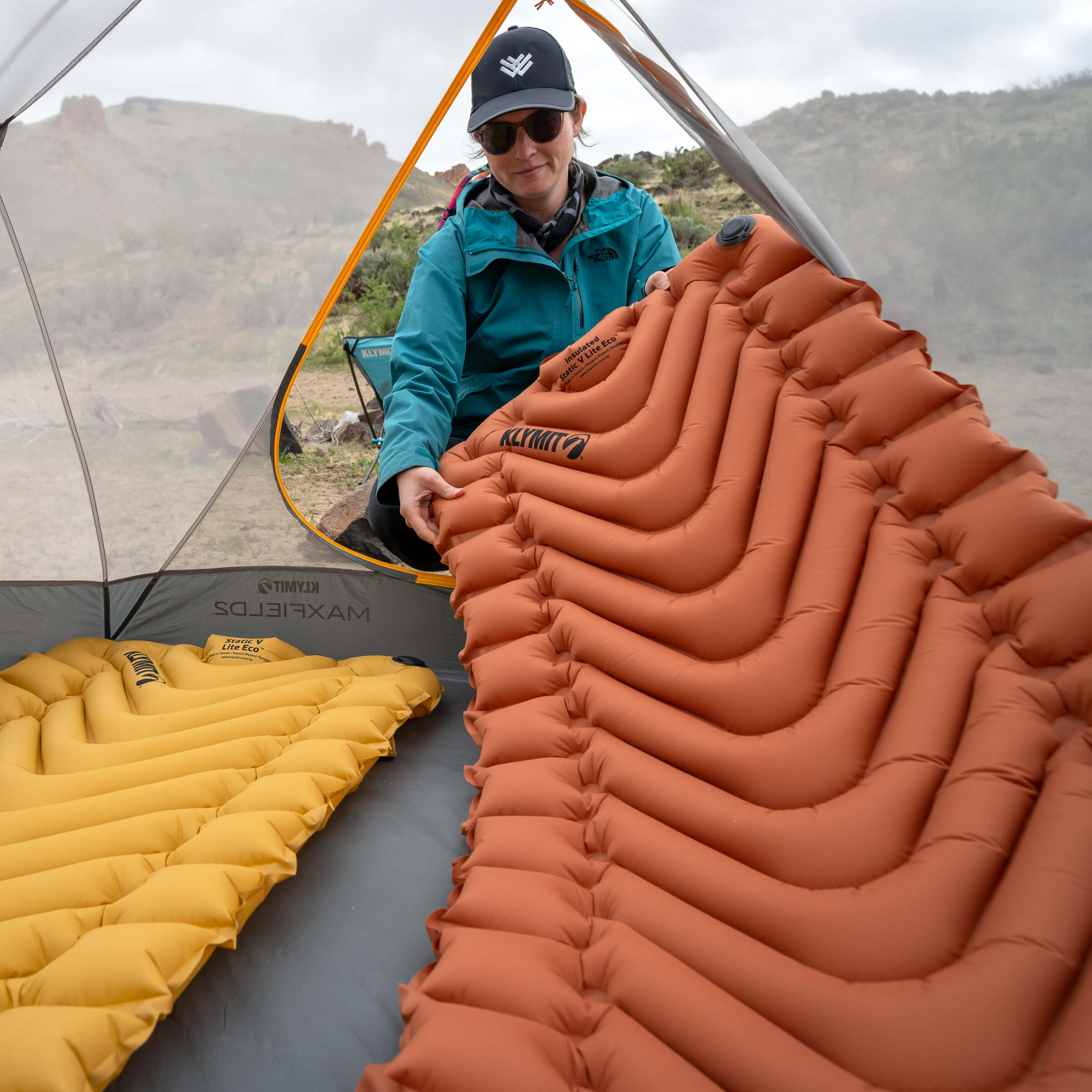 Insulated Static V Lite Eco, Brown, Lifestyle Tent Inside