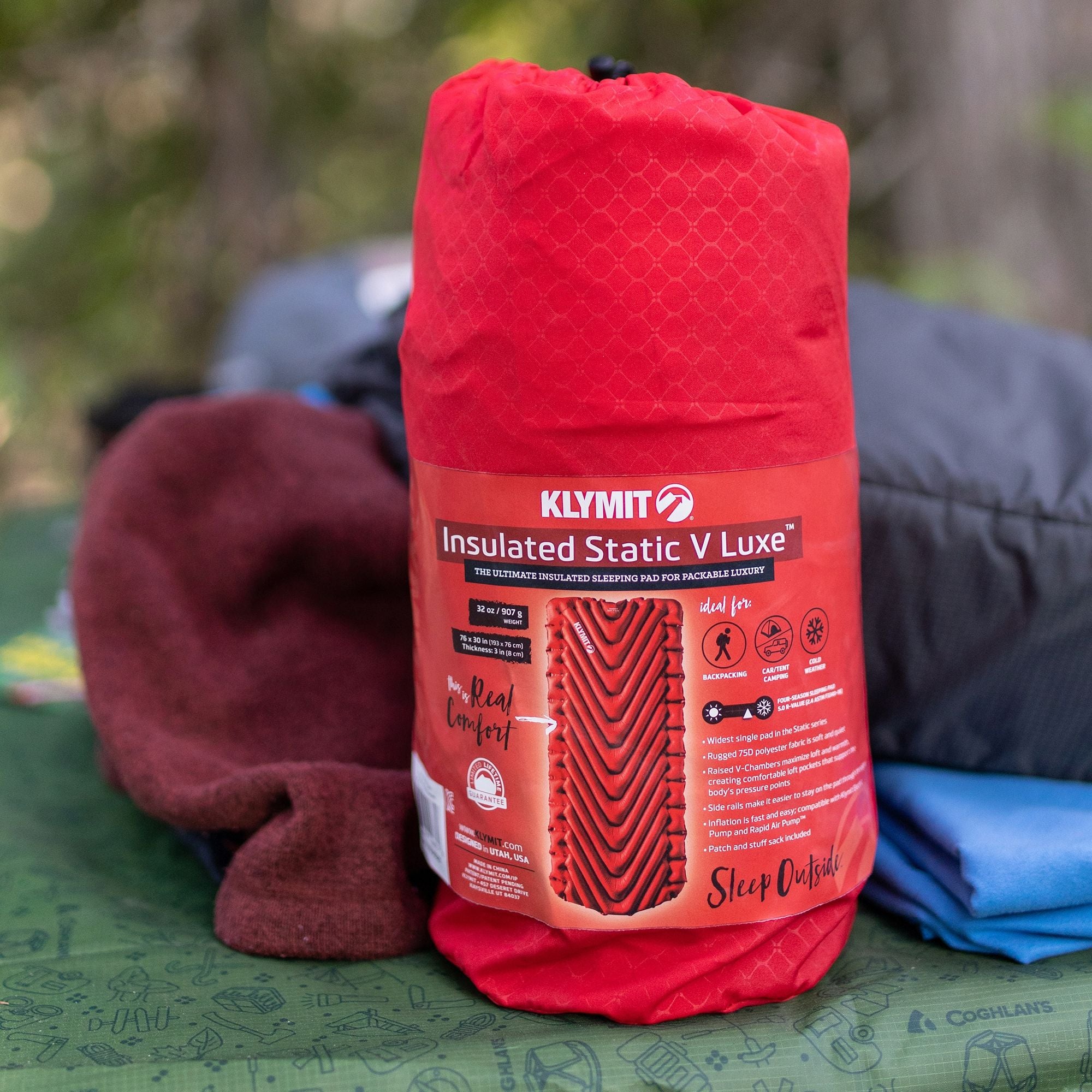 Insulated Static V Luxe Sleeping Pad, Red, Lifestyle Stuff Sack