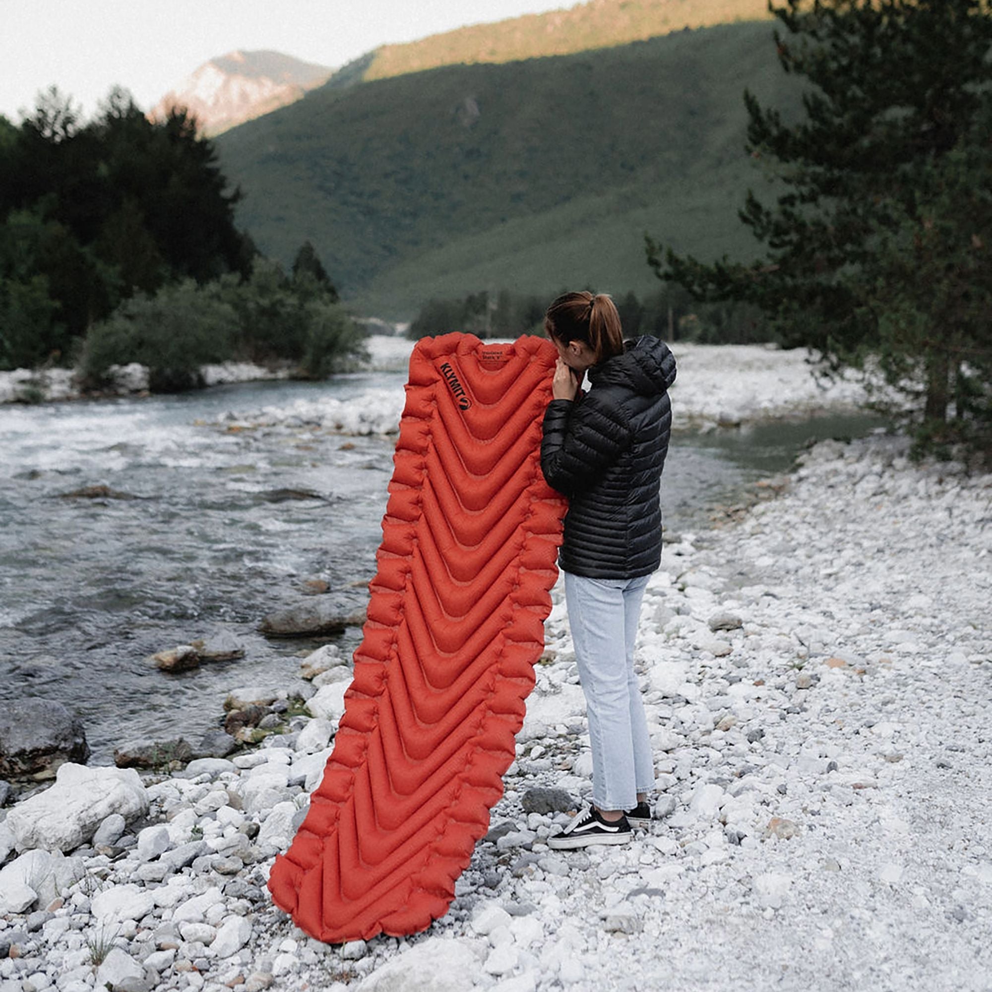 Insulated Static V Sleeping Pad, Orange, Inflating the Pad