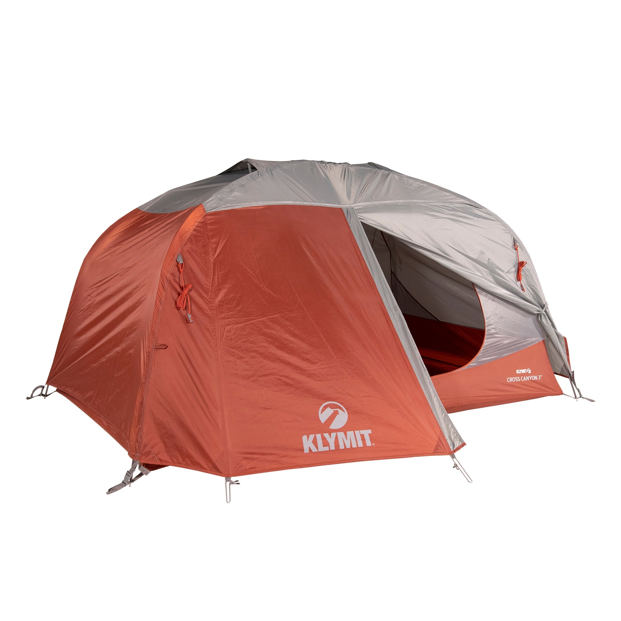 Cross Canyon Tent, Red and Gray, Angled Open