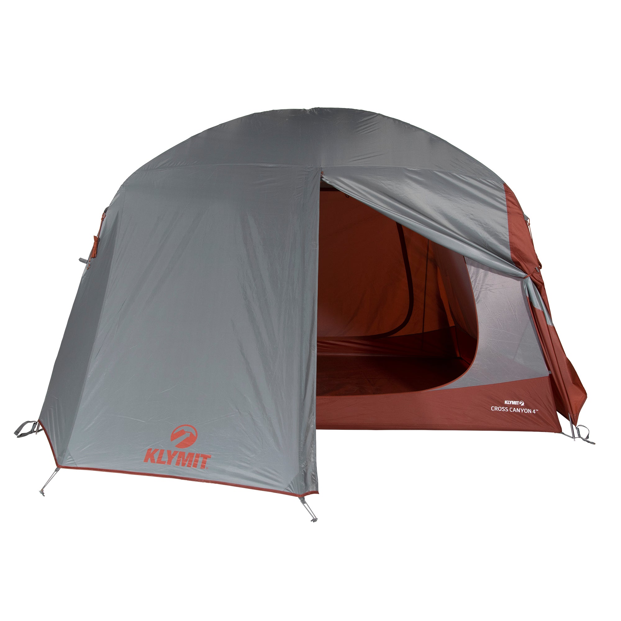 Cross Canyon Tent, 4 Person Orange/Gray, Open Fly Door