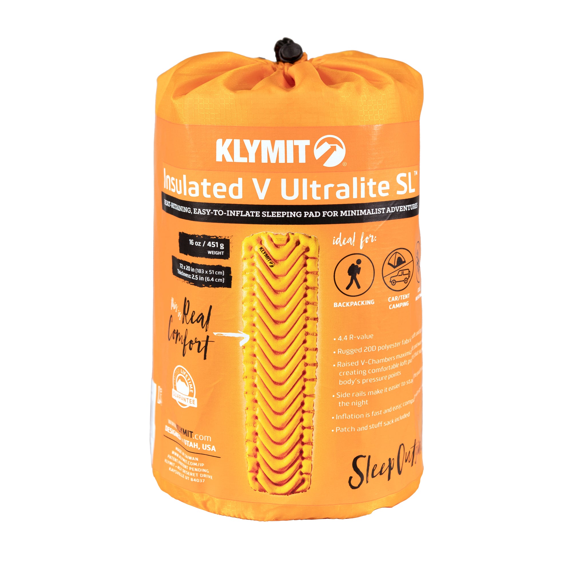 Insulated V Ultralite SL Sleeping Pad, Tangerine, Stuff Sack