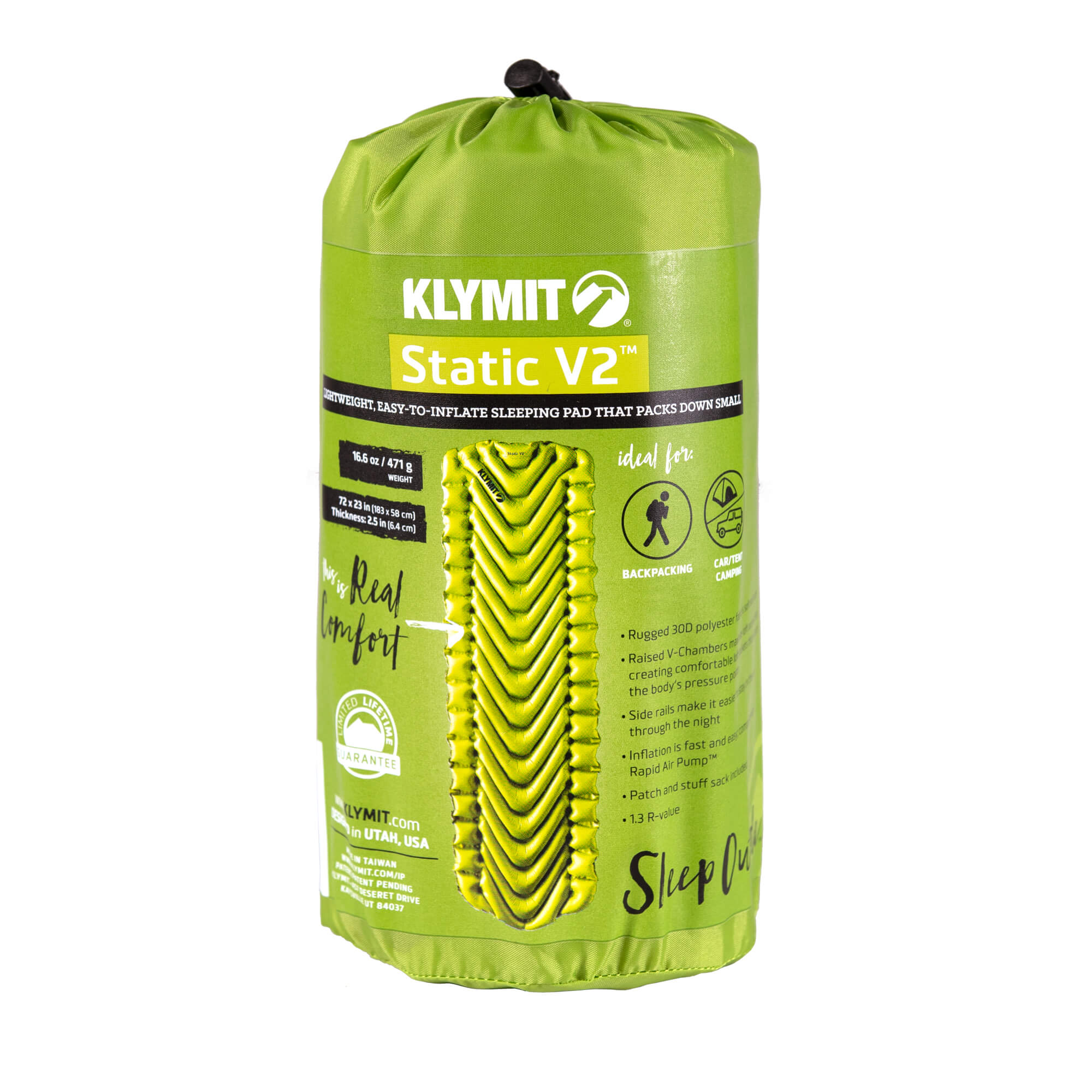 Static V2 Sleeping Pad, Green, Stuff Sack
