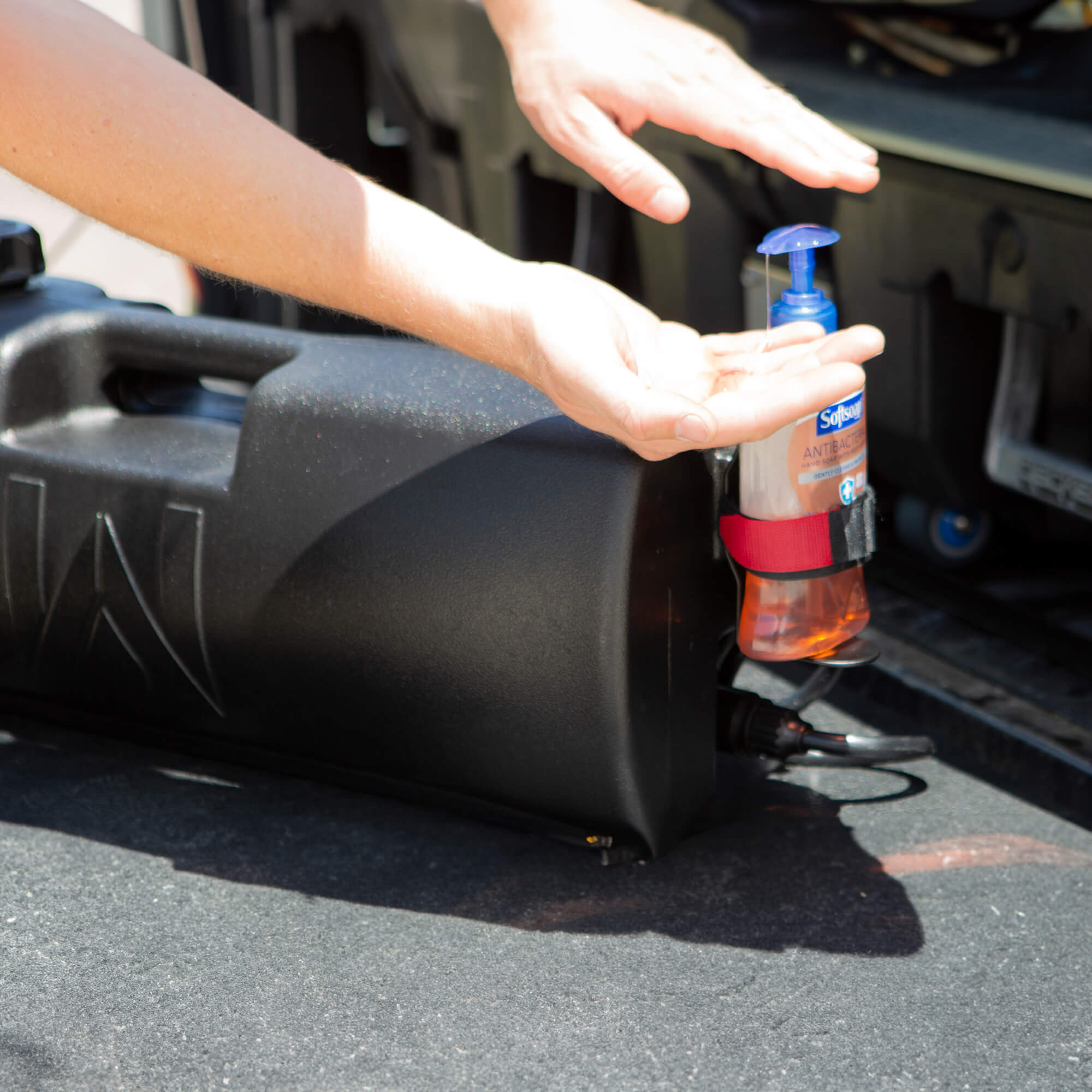 Soap Holder, Black, Lifestyle Up Close Soap Attachment