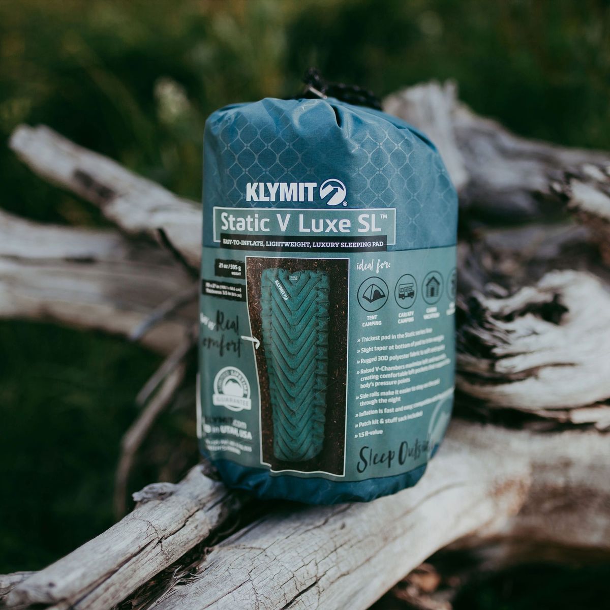 Static V Luxe SL Sleeping Pad, Blue Steel, Lifestyle Stuff Sack