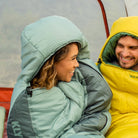 all-groups Wild Aspen 0 and 20 Deg Sleeping Bag, Large, Lifestyle Sitting Fully Zipped