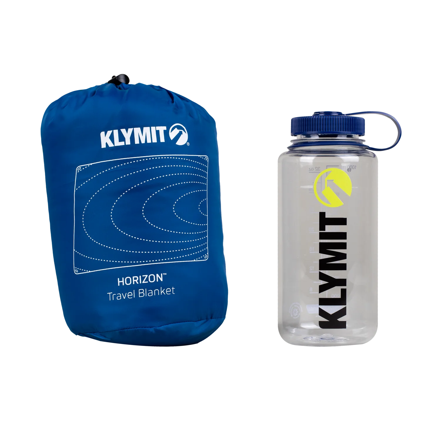 Horizon Travel Blanket, Deep Water, Sack and Bottle Size Comparison