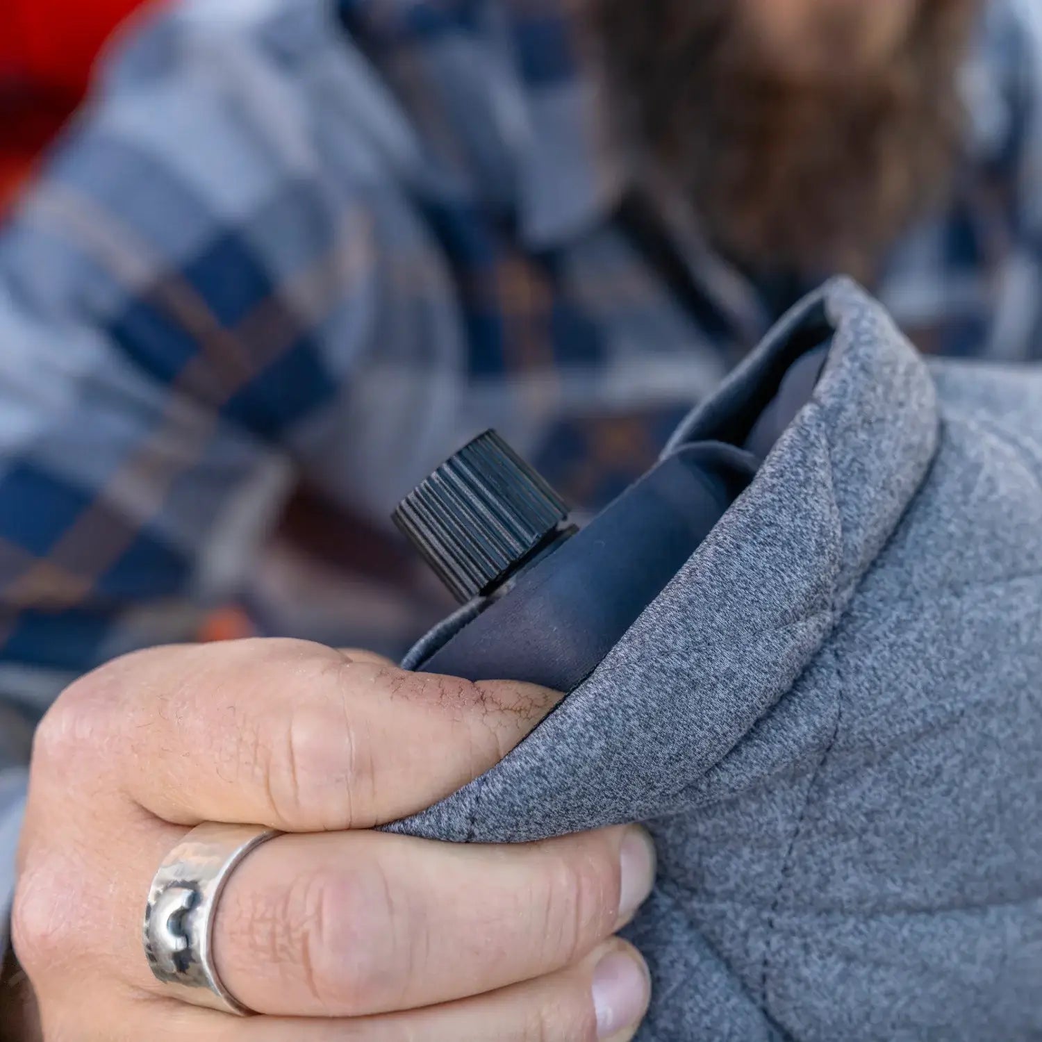 Close-up of the inflation valve on a Klymit Pillow X Luxe Summit.
