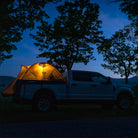 all-groups Truck Tent, Gray and Orange, Lifestyle Evening Campsite