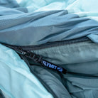 Close-up of the zipper on a Klymit Wild Aspen 20 Large sleeping bag.